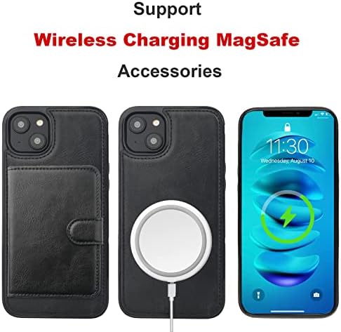 Чанта-портфейл Bocasal за iPhone 14, Съвместим с Магнитна RFID заключване MagSafe, Подвижни, Флип калъф от Изкуствена
