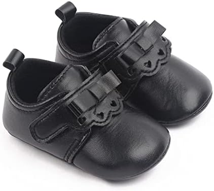 Обувки за малки момичета с цветя модел, Модел обувки Mary Jane, Балетные обувки без закопчалка, Обувки за бебета (Черен,