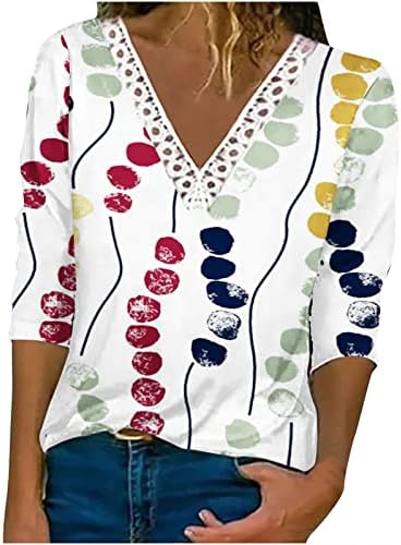 Дантелени Дамски Ризи С Флорални Принтом, елегантно облечен Ежедневна Мода 2023, Блуза С Дълги Ръкави И V-образно деколте,