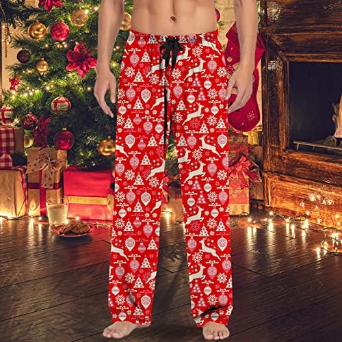 Мъжки Коледни Пижамные Панталони С Висока Талия, Пижами с изображение на Елен, Пижами Голям Размер, Пижамные Панталони