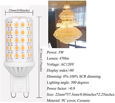 Led лампа Edearkar G9 с регулируема яркост 5 W (галогенный еквивалент на 50 W), 90 бр. светодиоди, като ъгъла на лъча