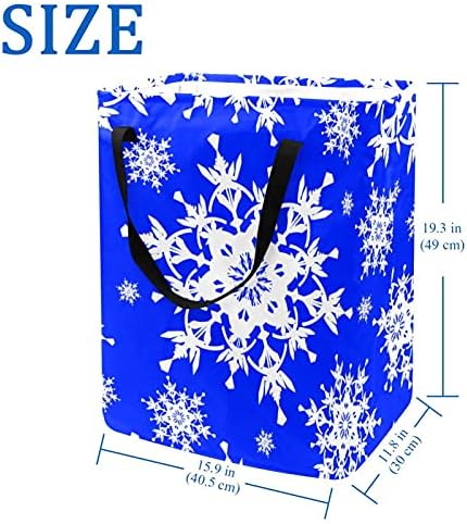 Бяла Декоративна Кошница за дрехи с Снежинками, Голяма Тъканно Чанта-Органайзер, Сгъваема Кошница за Дрехи с Дръжки