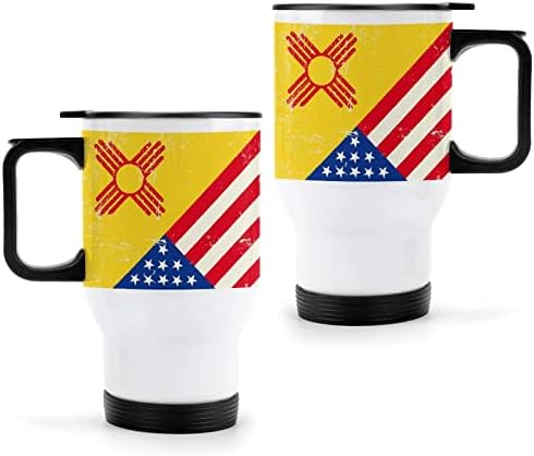 Пътна Чаша за вода с Флага на САЩ и Ню Мексико от Неръждаема Стомана, с Дръжка и Капак за Автомобилната утайка от Чаша