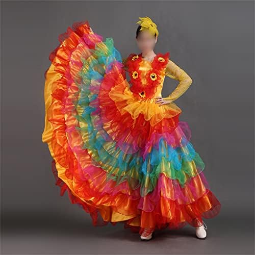 CCBUY Сетчатое рокля за парти в стил фламенко с дълъг ръкав, цветни рокли за балните танци, Дамски дрехи, цигански облекло,