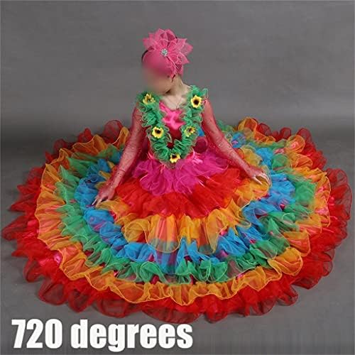 CCBUY Сетчатое рокля за парти в стил фламенко с дълъг ръкав, цветни рокли за балните танци, Дамски дрехи, цигански облекло,