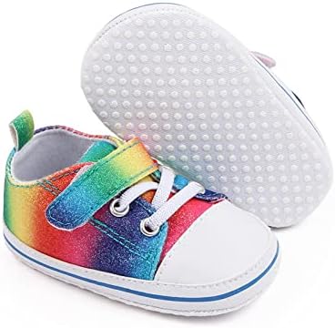 Обувки за малки Момичета и Момчета С леко плъзгане Подметка, Първите Количка За Новородени, с Преливащи се цветове Високи