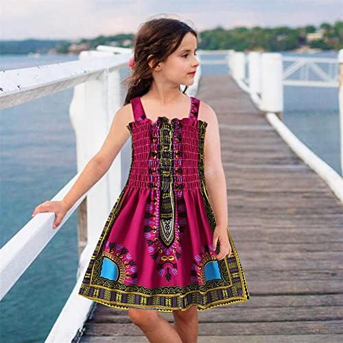 Рокля в африканския стил дашики За малки Момичета, Детски Рокля в стил Бохо с отворен гръб и бретельками, Етнически Облекло